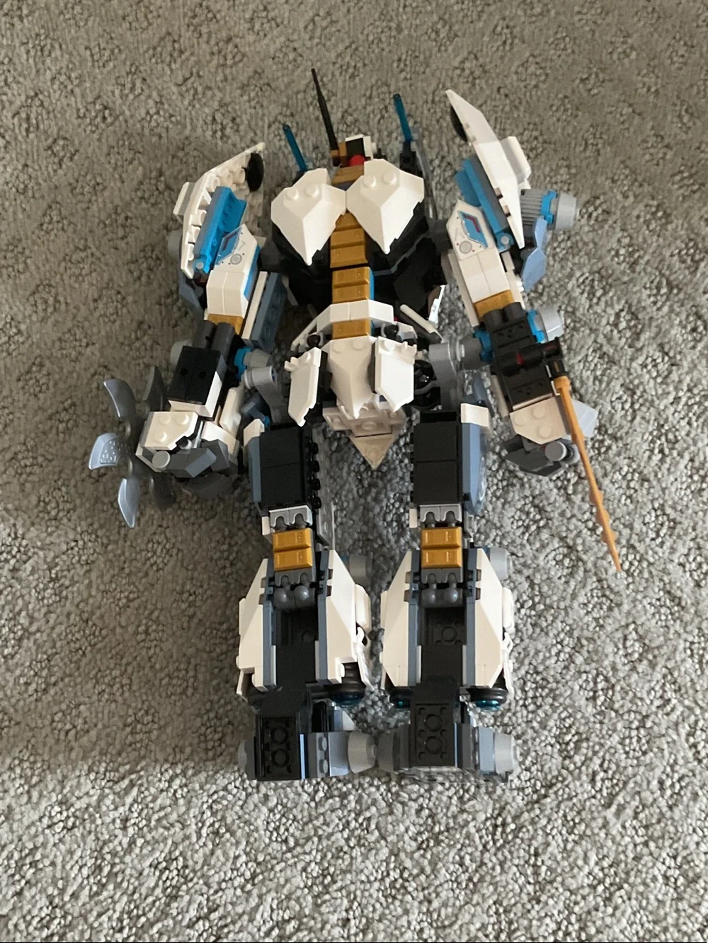 Lego White and Blue Ninjago Mech Robot Buildable Figure